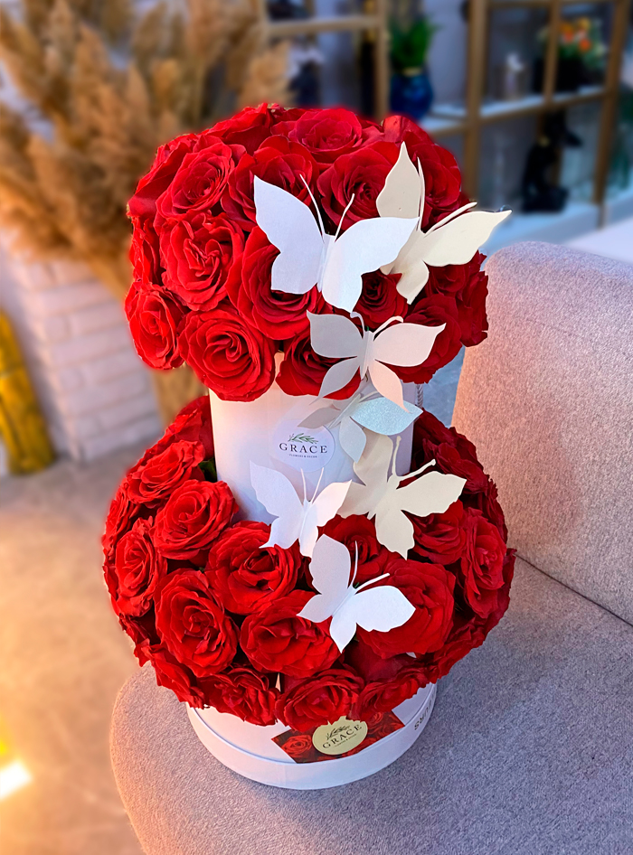 Двухъярусная композиция из роз